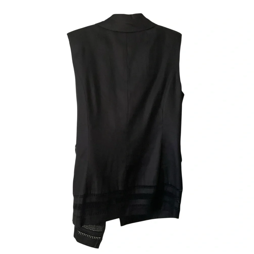 White House Black Market Tie Front Studio Vest Blazer Eyelet Jacket Size 12 - Picture 4 of 8